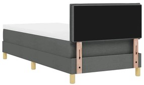 Cama Box Spring com Colchão e LED Cinza Escuro 90x190 cm Tecido