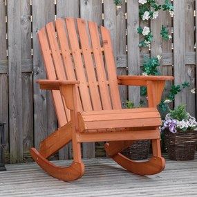 Outsunny Cadeira de balanço de madeira natural Adirondack para jardim terraço externo rústico Carga 130 kg 77x94x97 cm Cor Teca