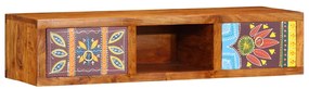 Armário de TV para parede 100x30x22 cm madeira acácia maciça