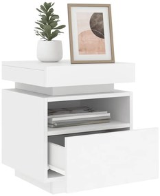 Mesas de cabeceira c/ luzes LED 2 pcs 40x39x48,5 cm branco