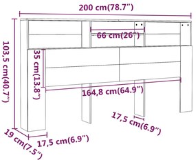 Armário de cabeceira 200x19x103,5 cm branco