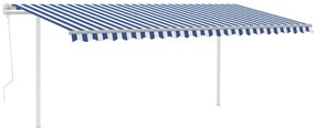 Toldo automático c/ LED e sensor de vento 5x3,5 m azul e branco