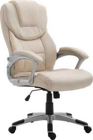 Cadeira de Escritório Texas de Couro Sintético Creme