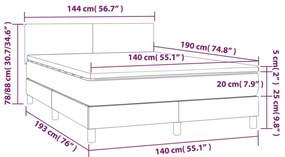 Cama box spring c/ colchão/LED 140x190 cm veludo preto