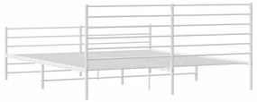 Estrutura de cama com cabeceira e pés 200x200 cm metal branco