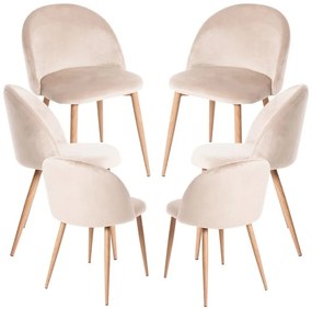 Pack 6 Cadeiras Vint Veludo - Beige