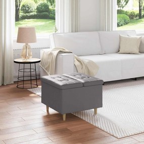 vidaXL Puff de armazenamento Cinzento 60 x 60 x 45 cm Couro sintético