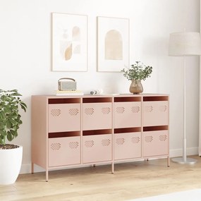 Aparador 135x39x73,5 cm aço laminado a frio rosa