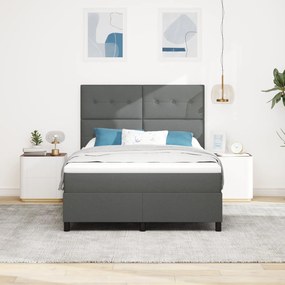 Cama Box com Colchão Cinza Escuro 160x200 cm Tecido