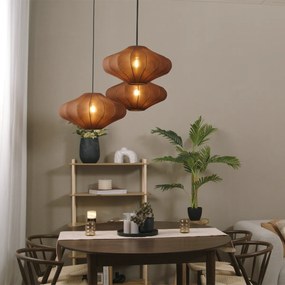 Candeeiro suspenso Japandi castanho 50cm 3-luzes - Plu Japandi