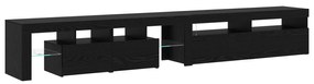 Gabinetes de TV 2 pcs com Luzes LED Carvalho Preto Madeira Ingenheirad
