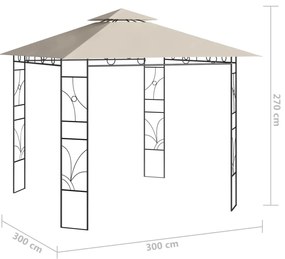 Gazebo 3x3x2,7 m 160 g/m² cor creme