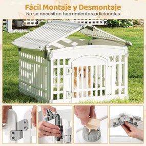 Parque para animais de estimação com 6 painéis e porta com fecho de segurança Ideal para cães pequenos e médios Interior e exterior Branco