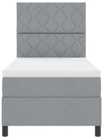 Cama Box com Colchão e Luz LED , Cinza Claro, 90 x 190 cm, Tecido