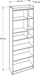 Estante Liva — 63x26x176 cm — Design Moderno em Carvalho Sonomo e Bran