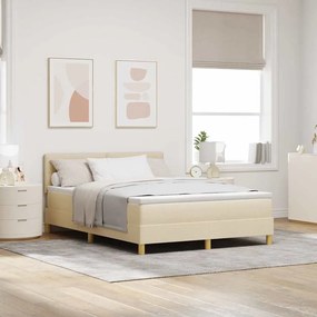 vidaXL Cama Box Spring com Colchão Creme 140x190 cm Tecido