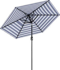 Outsunny Chapéu de Sol Exterior Ø230 cm com Ângulo Ajustável e Manivela Impermeável Azul e Branco | Aosom Portugal