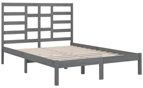 Estrutura de cama king 150x200 cm madeira maciça cinzento