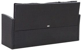 6 pcs conjunto lounge de jardim c/ almofadões vime PE preto