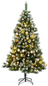 vidaXL Árvore Natal artificial articulada c/ 300 luzes LED+bolas 210cm