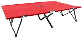 vidaXL Espreguiçadeira/cama dobrável para 2 pessoas aço vermelho
