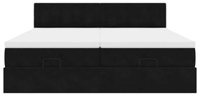 Estrutura de cama otomana com colchões 180x200cm veludo preto