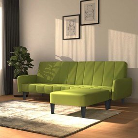 vidaXL Sofá-cama de 2 lugares com apoio de pés veludo verde-claro