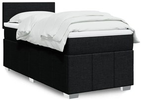 vidaXL Cama com molas/colchão 100x200 cm tecido preto