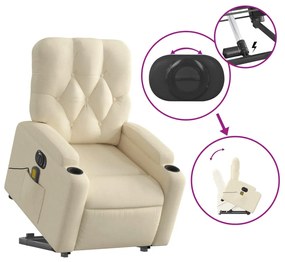 Poltrona elétrica elevatória massagens tecido creme