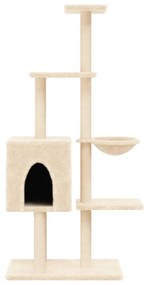 Árvore para gatos c/ postes arranhadores sisal 145 cm cor creme