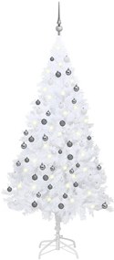 vidaXL Árvore Natal artificial pré-iluminada c/ bolas 150cm PVC branco
