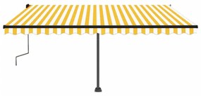 Toldo retrátil manual independente 450x300 cm amarelo e branco