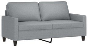 2 pcs conjunto de sofás com almofadões tecido cinzento-claro