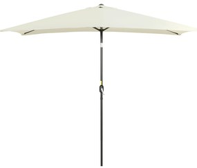 Chapéu de Sol de Alumínio Retangular com Toldo Inclinável a Manivela e Mastro Desmontável  195x295x253 cm Creme