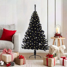 vidaXL Árvore de Natal Artificial Pré-iluminada Preto 120 cm PVC