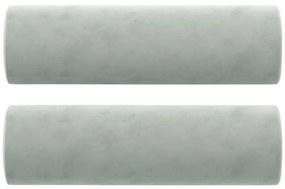 Sofá 2 lugares + almofadas decorativas 140cm veludo cinza-claro