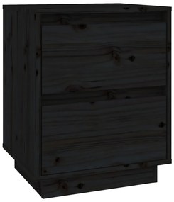 Mesa de cabeceira 40x35x50 cm madeira de pinho maciça preto