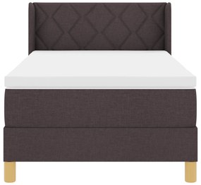 Cama Box Spring com Colchão Castanho Escuro 90x190 cm em Tecido