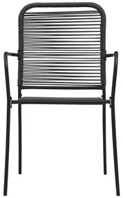 3 pcs conjunto de jantar p/ jardim corda de algodão e aço preto