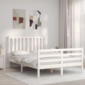Estrutura de cama com cabeceira 140x200cm madeira maciça branco