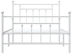 Estrutura de cama com cabeceira e pés 107x203 cm metal branco