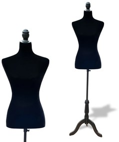 Manequim Feminino de Costura Busto de Senhora para Modistas Exibição Negro Altura Ajustável a 130-168cm