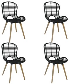vidaXL Cadeiras de jantar 4 pcs vime natural preto