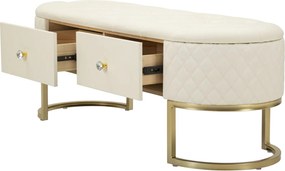 BANCO COM GAVETAS SHARON BRANCO E DOURADO 120X40X43 CM