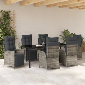 Conjunto de Jantar de Jardim 7 Peças Cinza Polyrattan