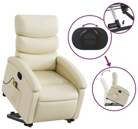 Poltrona reclinável de massagens couro artificial cor creme