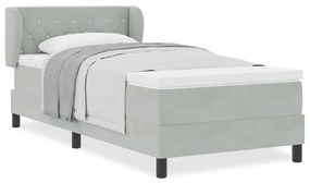Cama Box com Colchão vidaXL Cinzento-claro 90x200 cm Veludo
