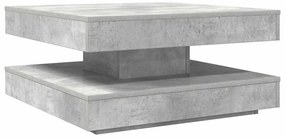 Mesa de centro rotativa a 360 graus 70x70x34,5 cm cinza cimento