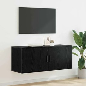 vidaXL Rack de TV Montado na Parede Carvalho Preto 100 x 34,5 x 40 cm
