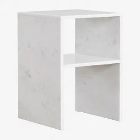 Mesa De Cabeceira 35x35 Cm Em Mármore Gabrielle Mármore Branco Banswara - Sklum